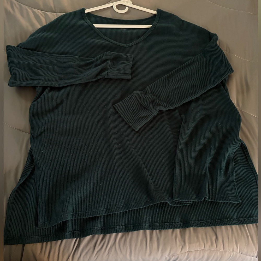 American Eagle Outfitters Deep Teal V-Neck Sweater